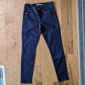 Levi's Women Straight Slim Jeans 25 Low Rise Indigo Dark Blue Petite 0
